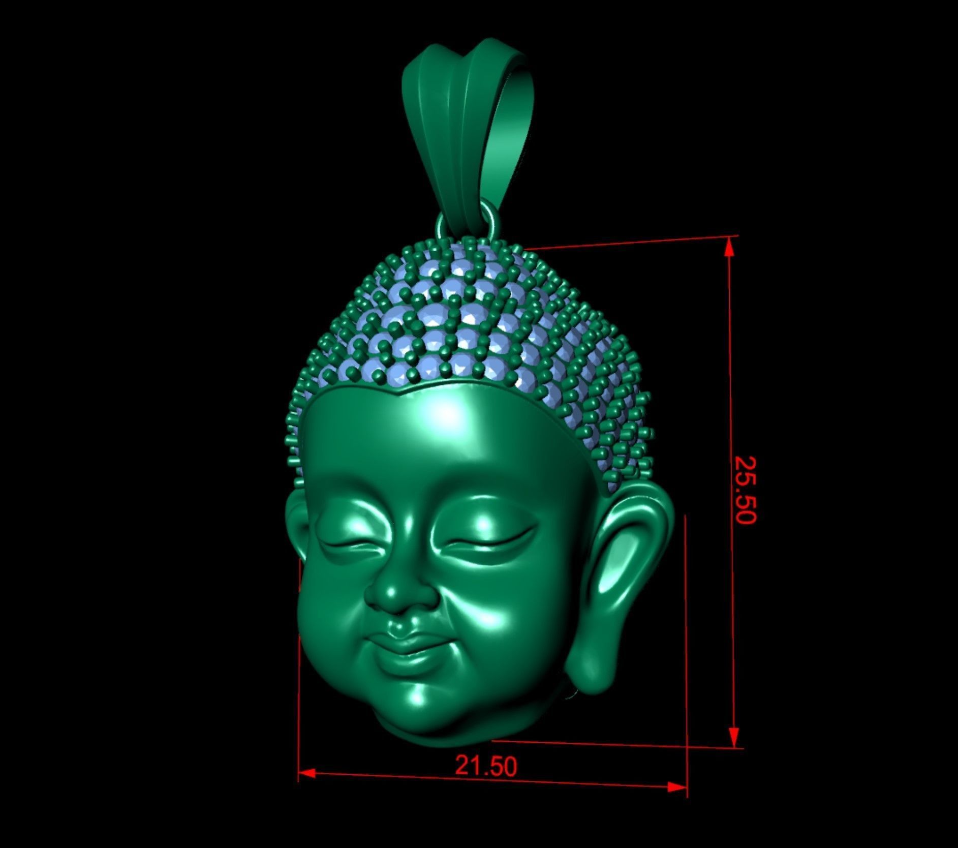 Baby Buddha Diamond Pendant    3D print model_5