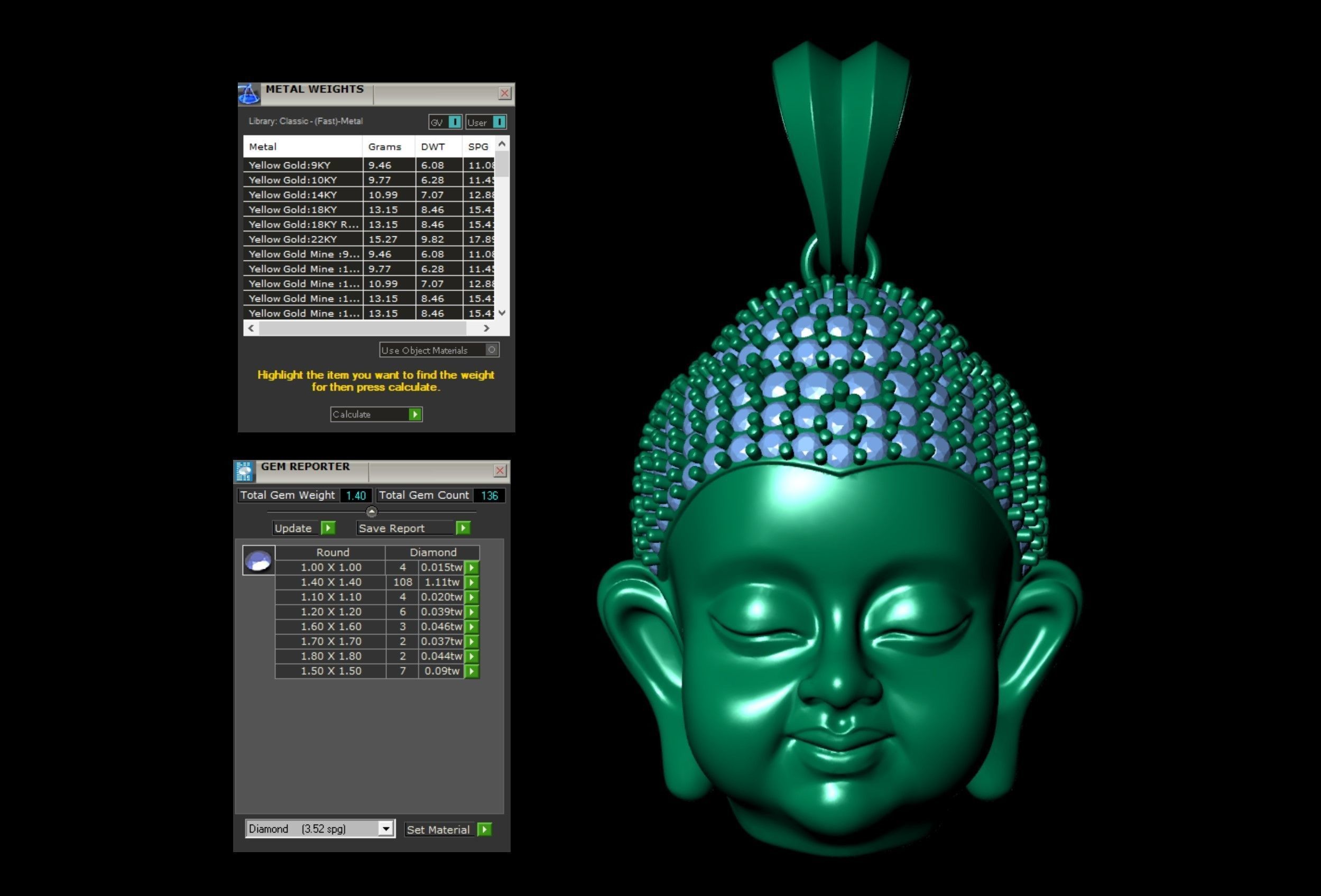 Baby Buddha Diamond Pendant    3D print model_9