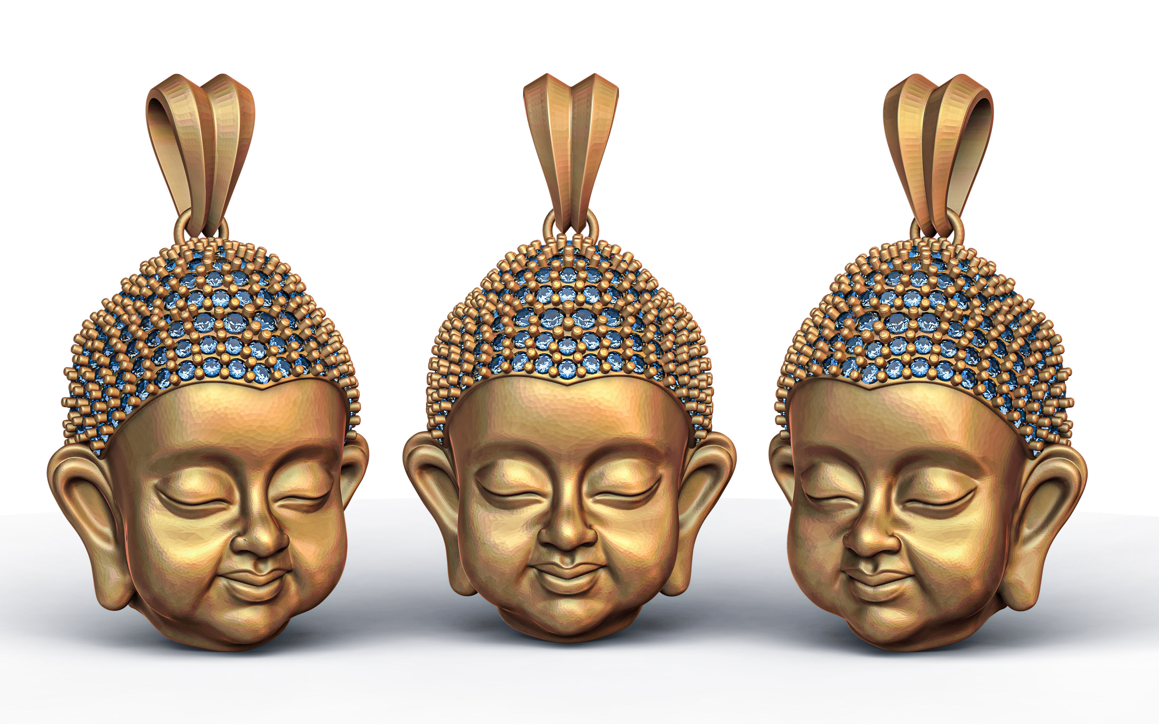 Baby Buddha Diamond Pendant    3D print model_8
