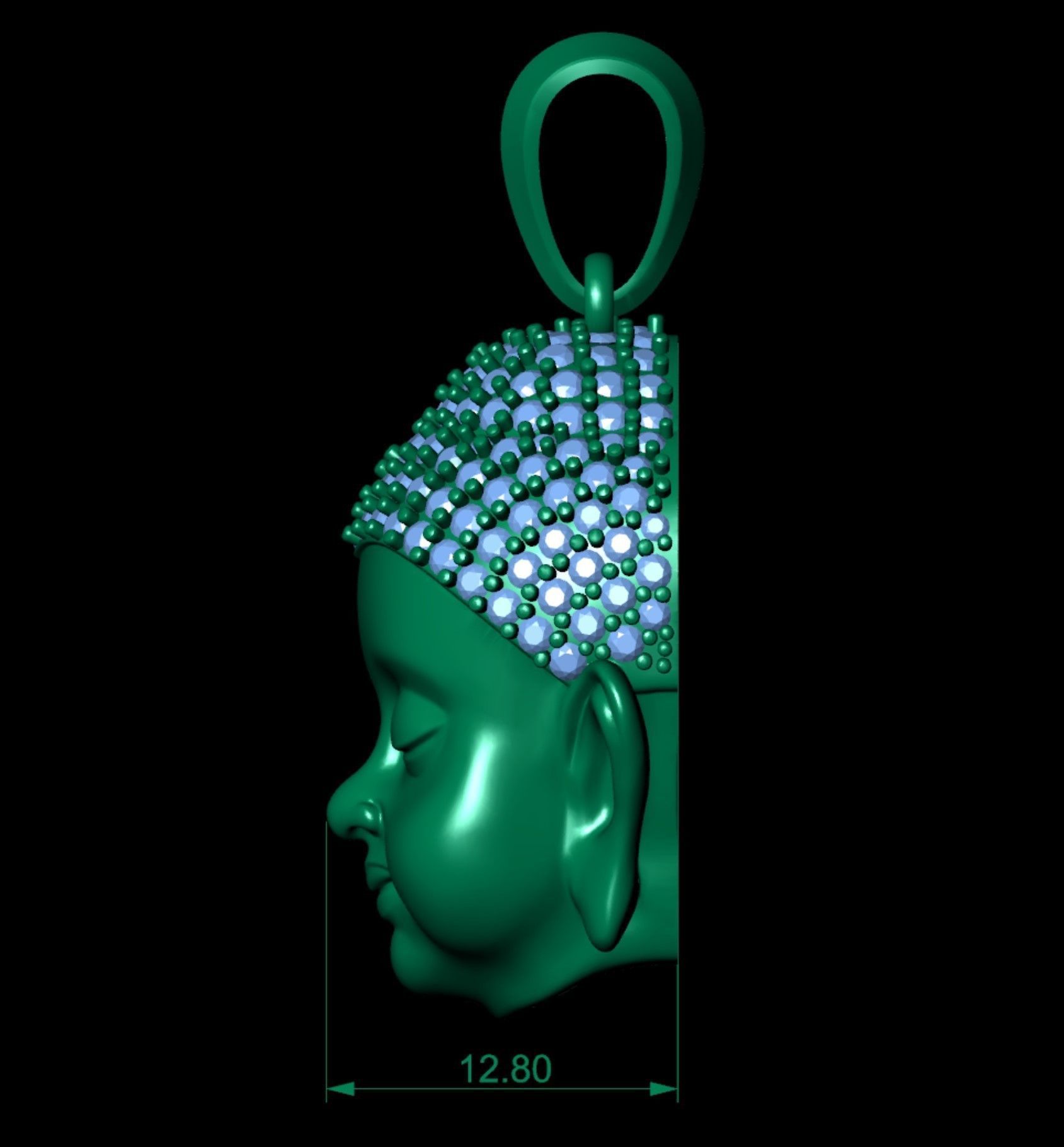 Baby Buddha Diamond Pendant    3D print model_6