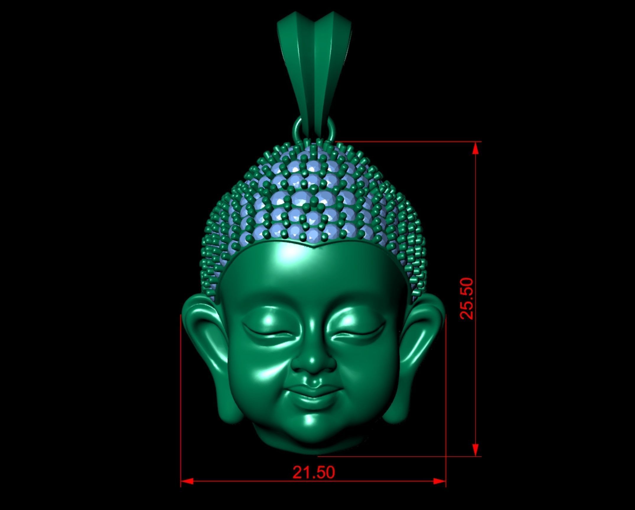 Baby Buddha Diamond Pendant    3D print model_4