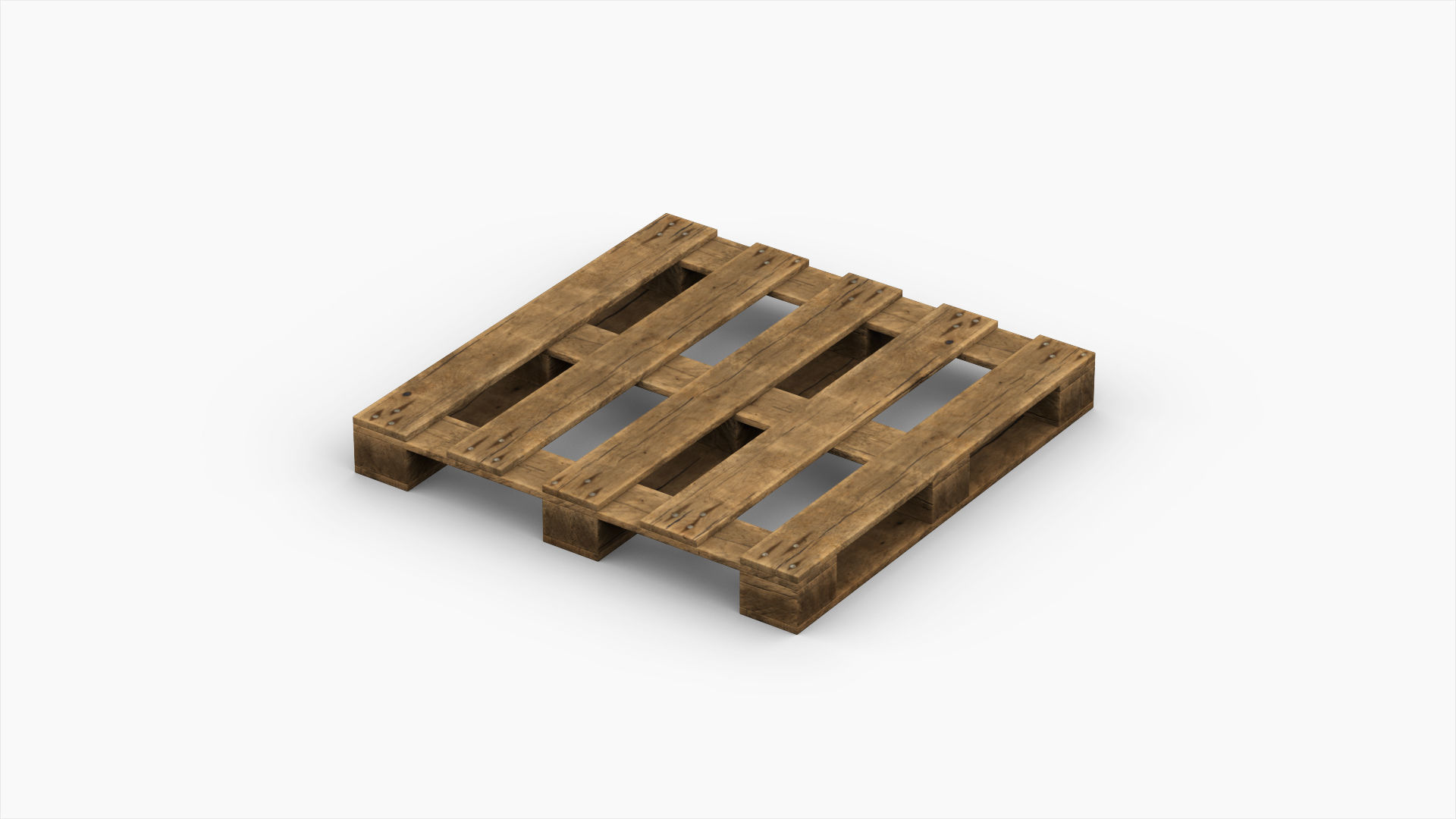 Stack of Wooden Crates on Cargo Pallet Low-poly 3D model_4
