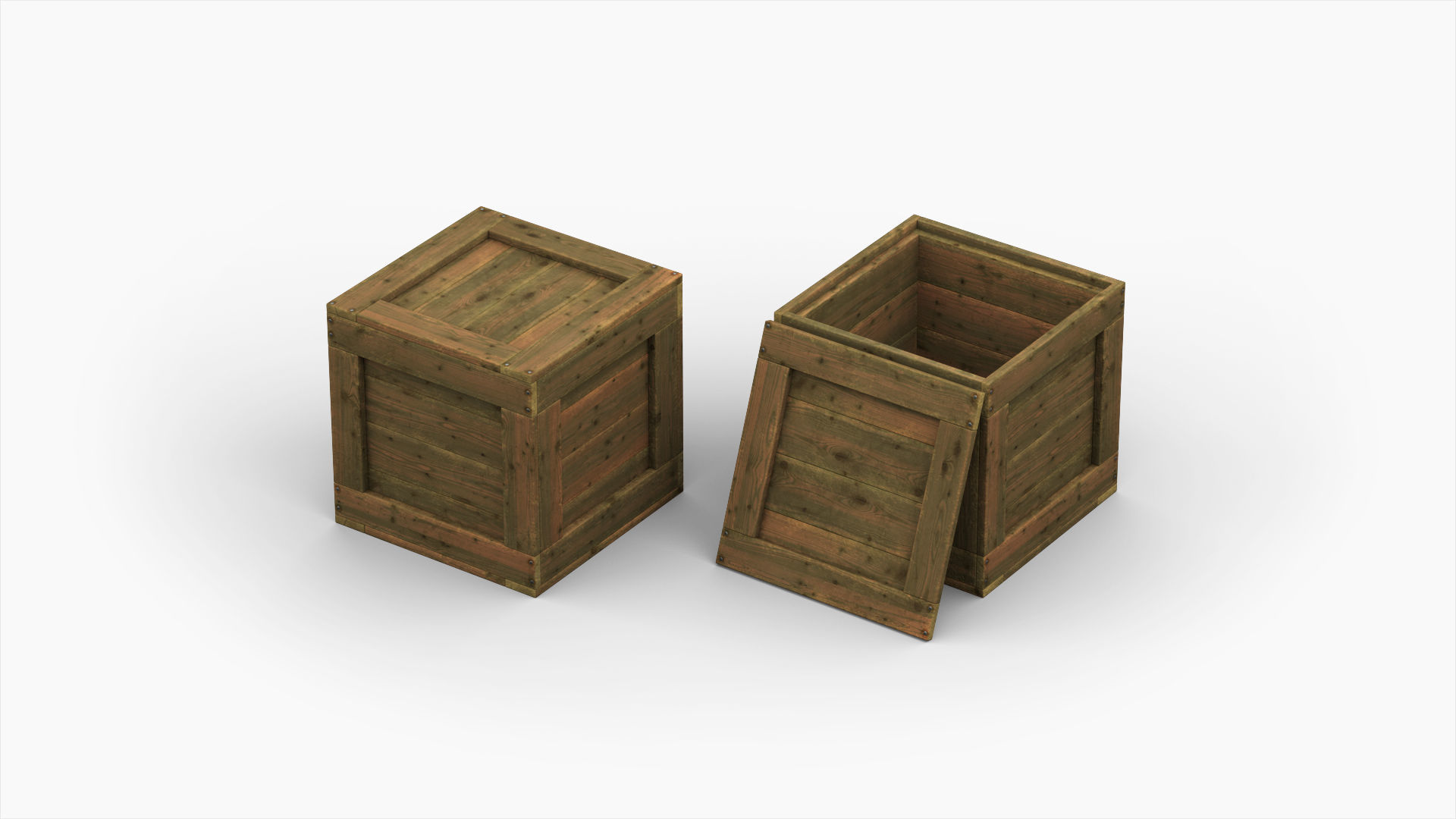Stack of Wooden Crates on Cargo Pallet Low-poly 3D model_3
