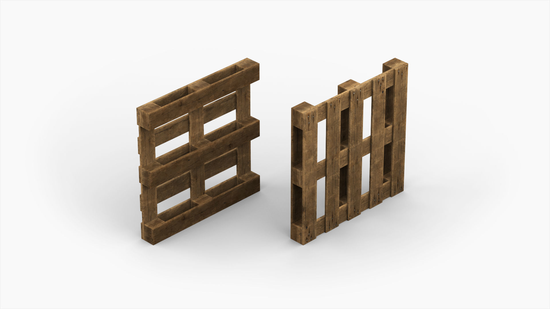 Stack of Wooden Crates on Cargo Pallet Low-poly 3D model_6