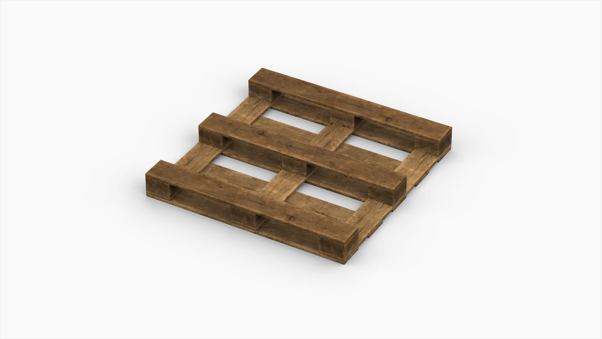 Stack of Wooden Crates on Cargo Pallet Low-poly 3D model_5