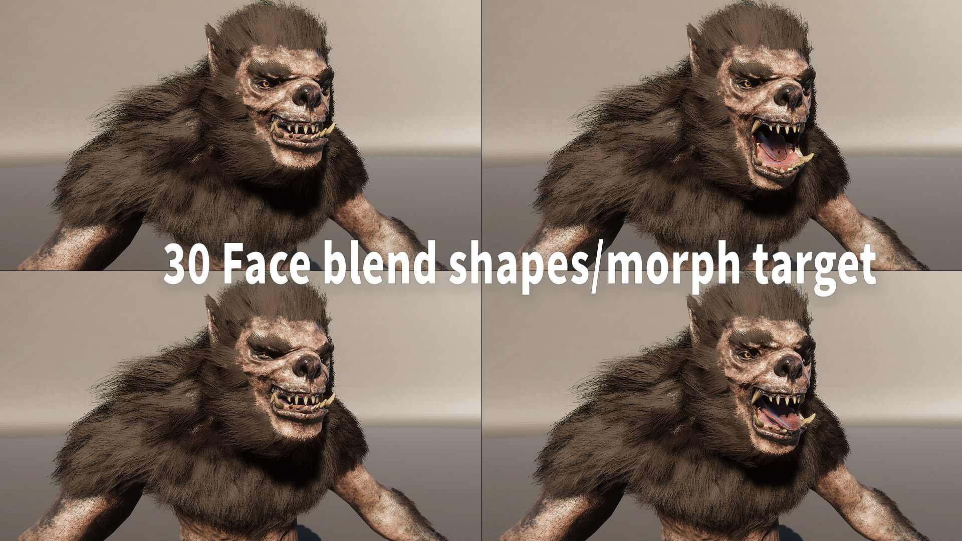 Werewolf humanoid creature Low-poly 3D model_22