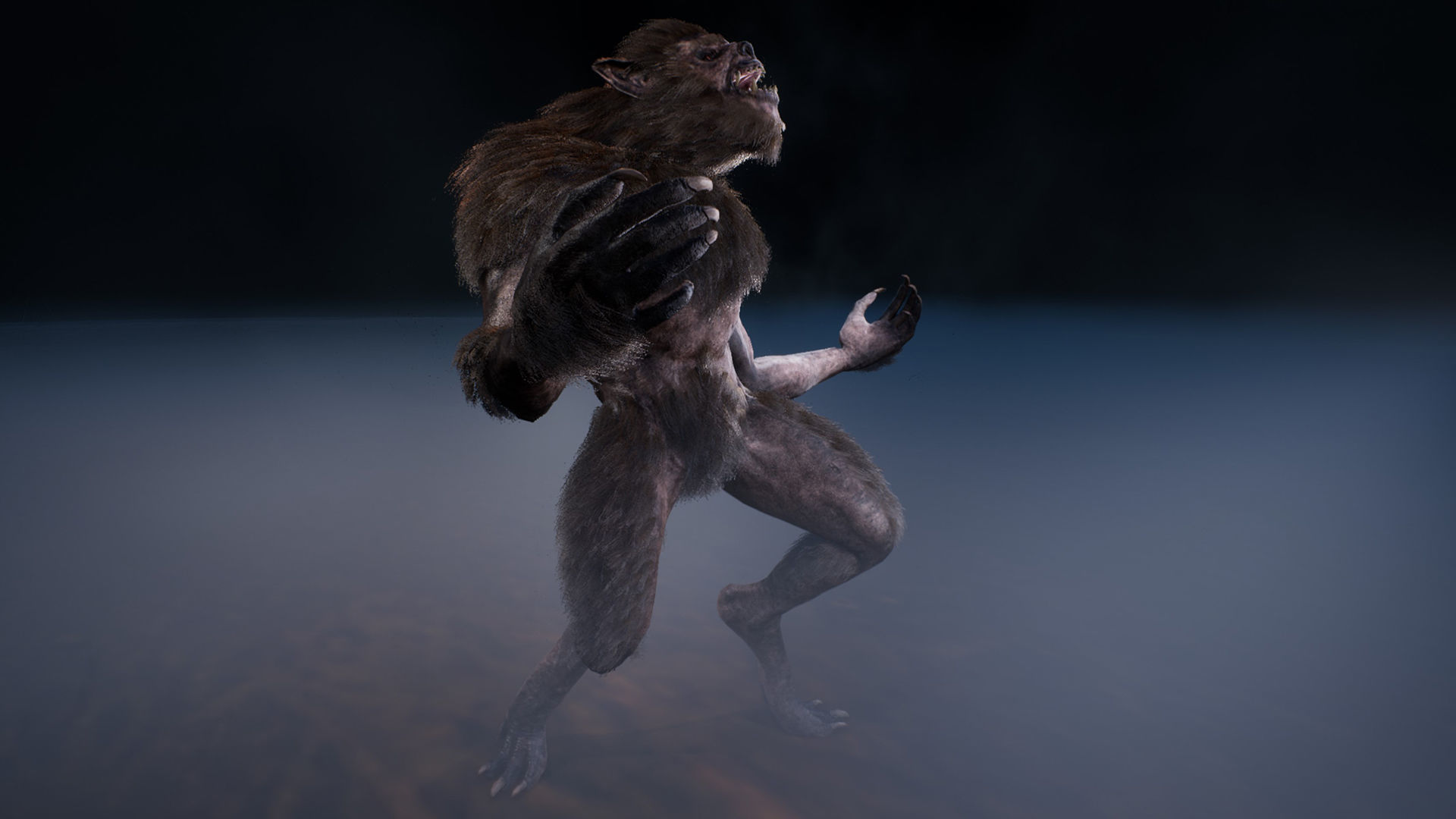 Werewolf humanoid creature Low-poly 3D model_13