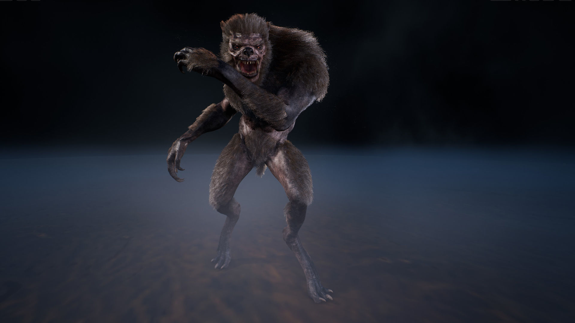 Werewolf humanoid creature Low-poly 3D model_10