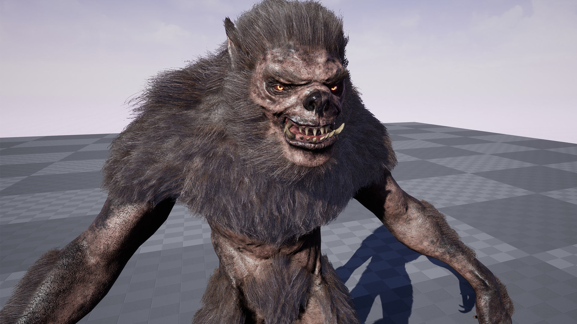 Werewolf humanoid creature Low-poly 3D model_19
