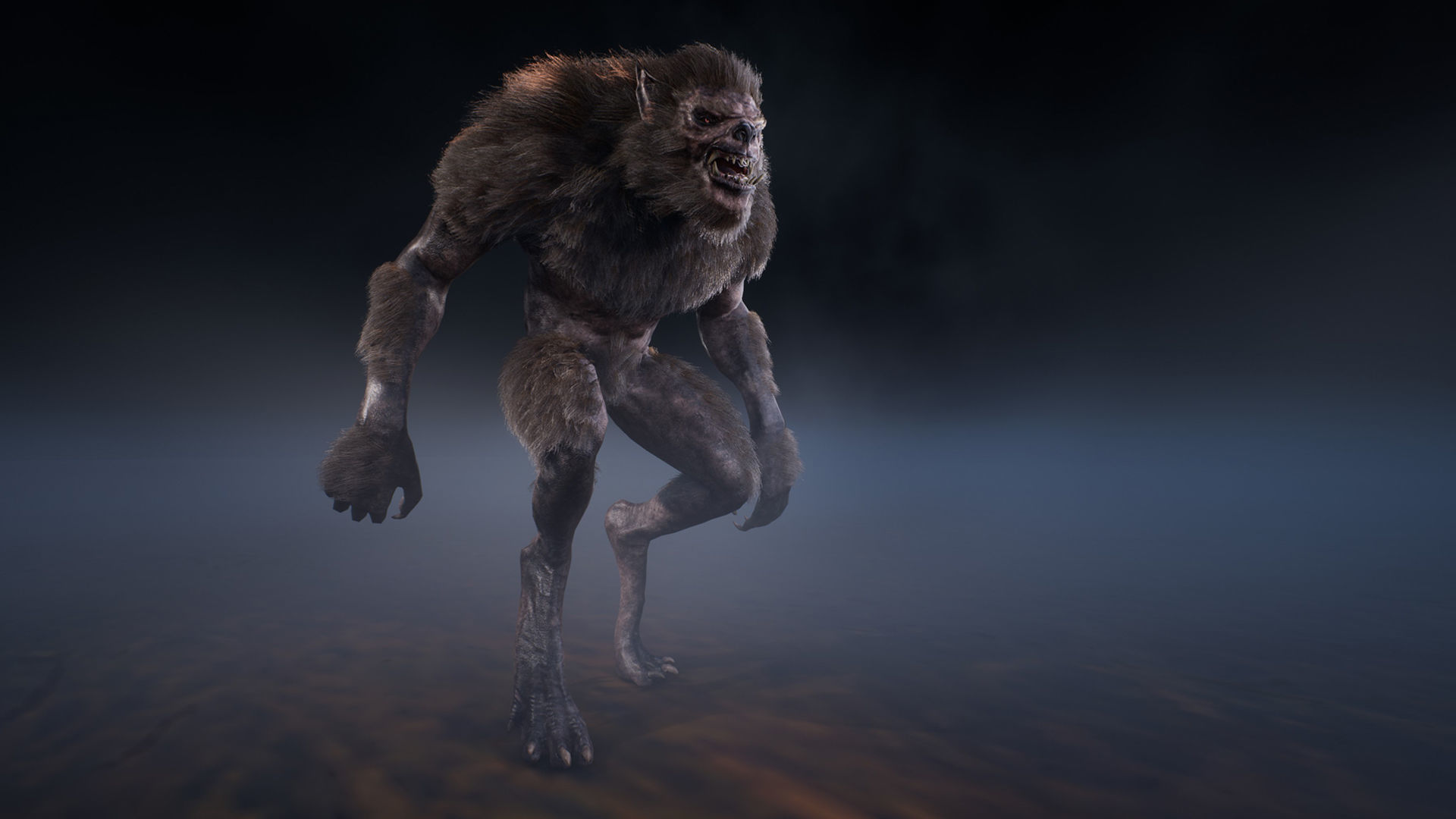 Werewolf humanoid creature Low-poly 3D model_6