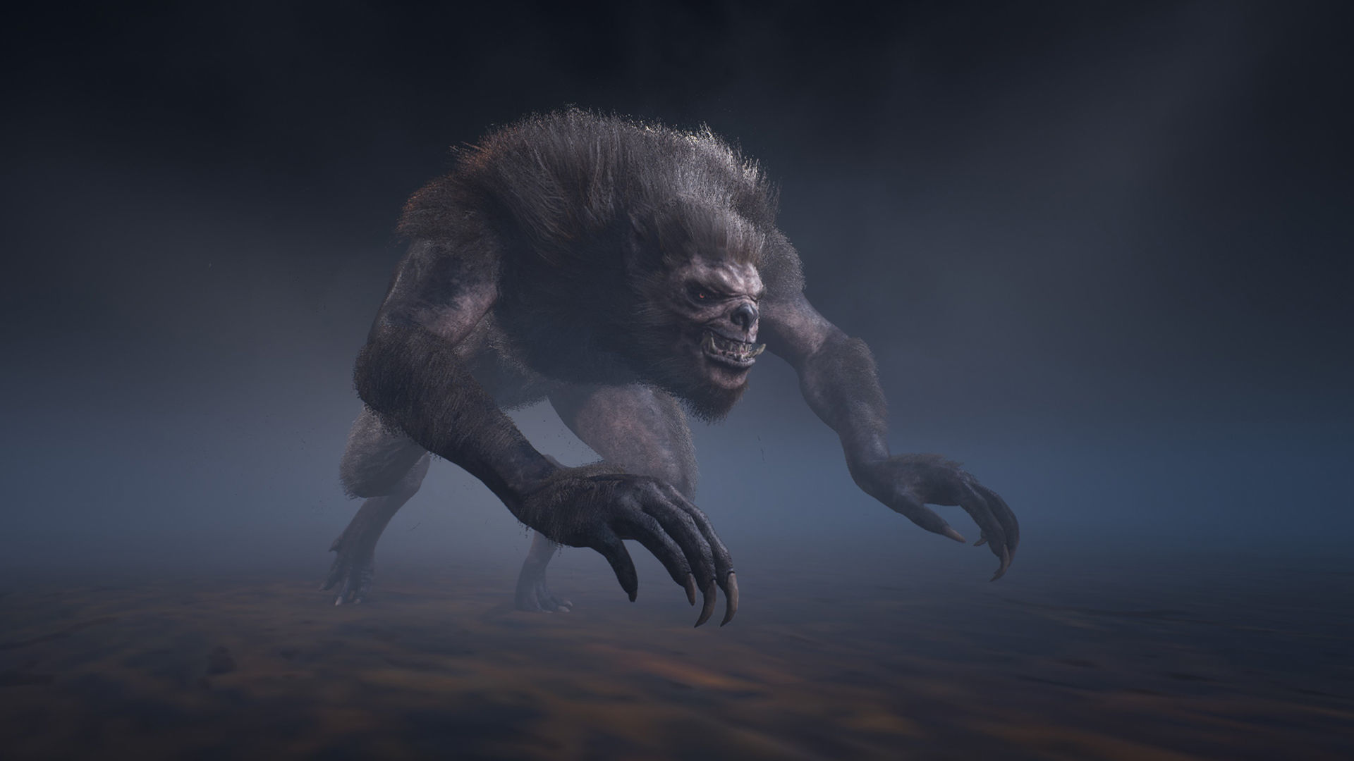 Werewolf humanoid creature Low-poly 3D model_7