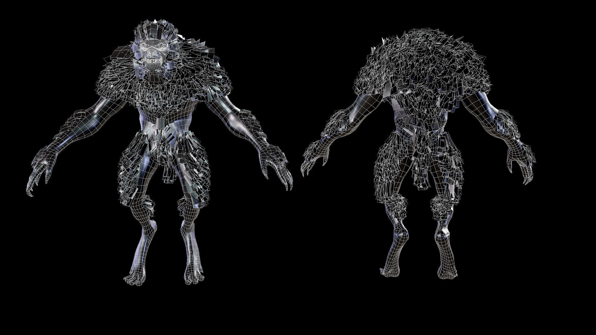 Werewolf humanoid creature Low-poly 3D model_26