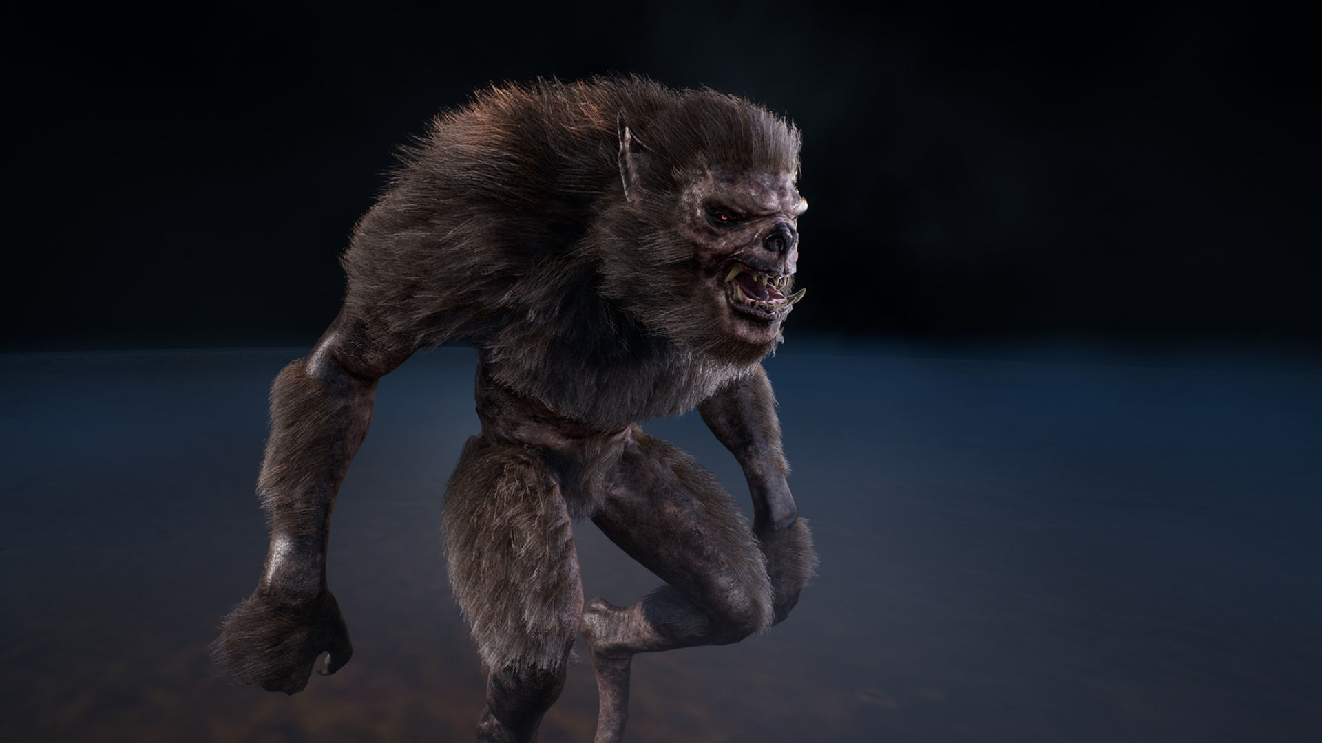 Werewolf humanoid creature Low-poly 3D model_9