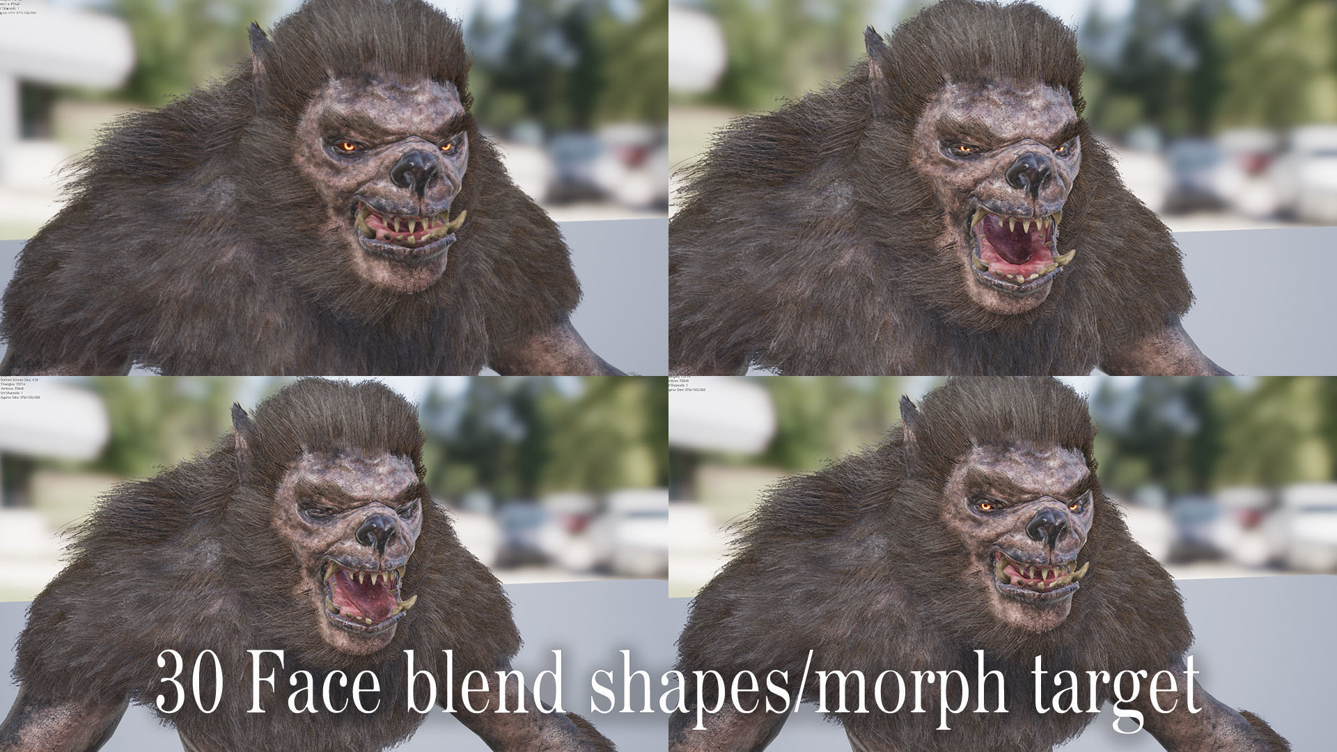 Werewolf humanoid creature Low-poly 3D model_20