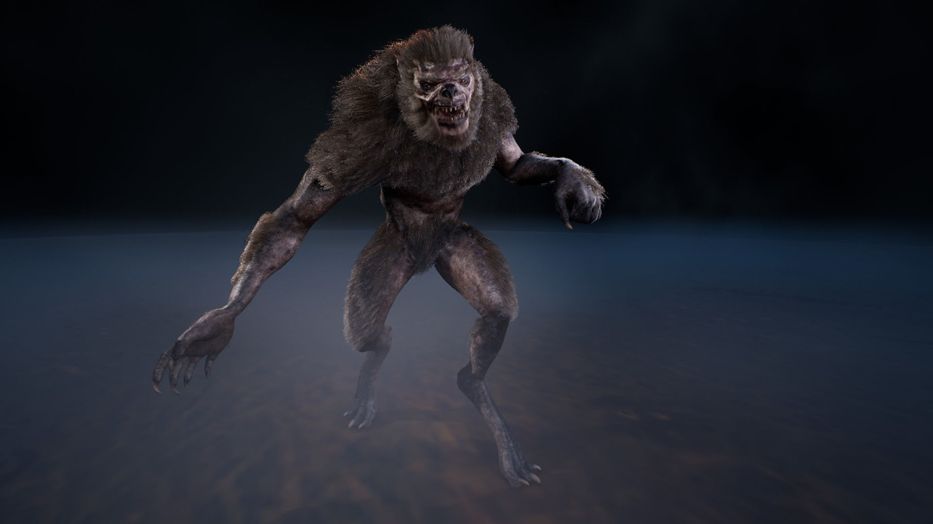 Werewolf humanoid creature Low-poly 3D model_16