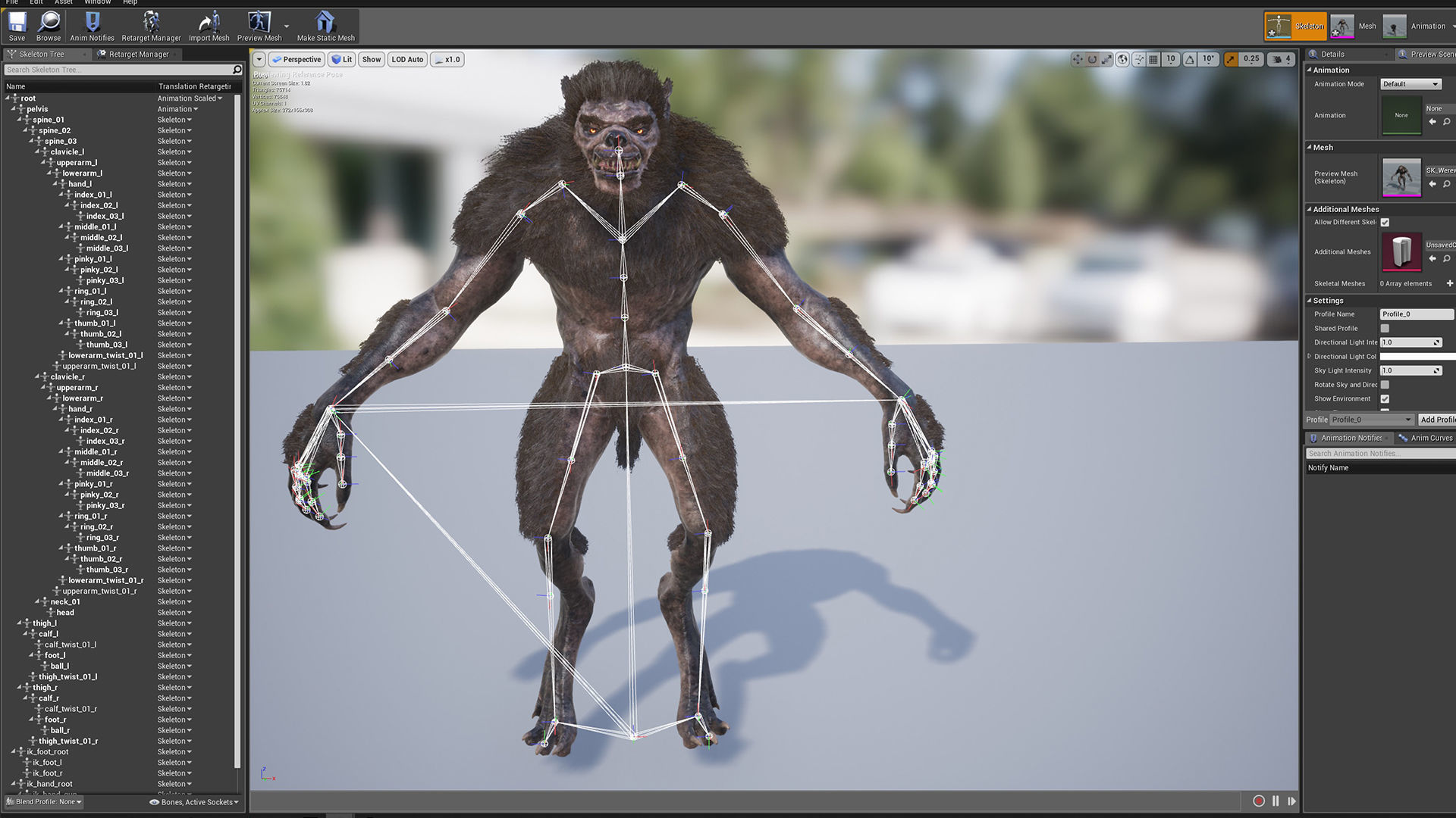 Werewolf humanoid creature Low-poly 3D model_21