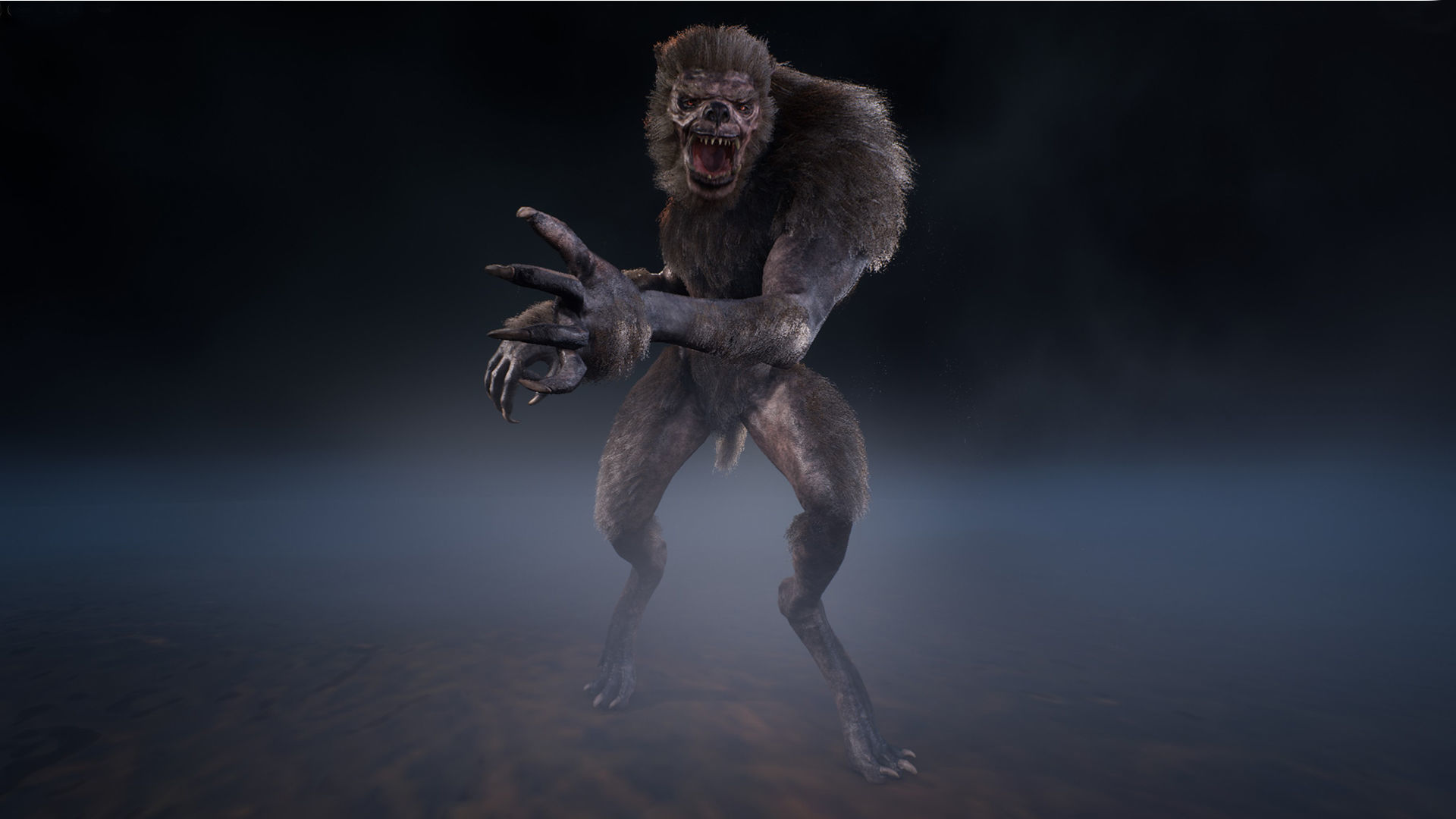 Werewolf humanoid creature Low-poly 3D model_17