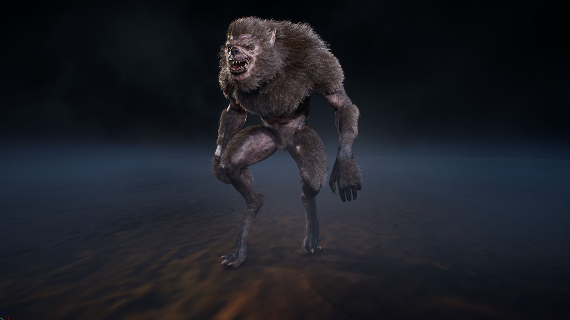 Werewolf humanoid creature Low-poly 3D model_11