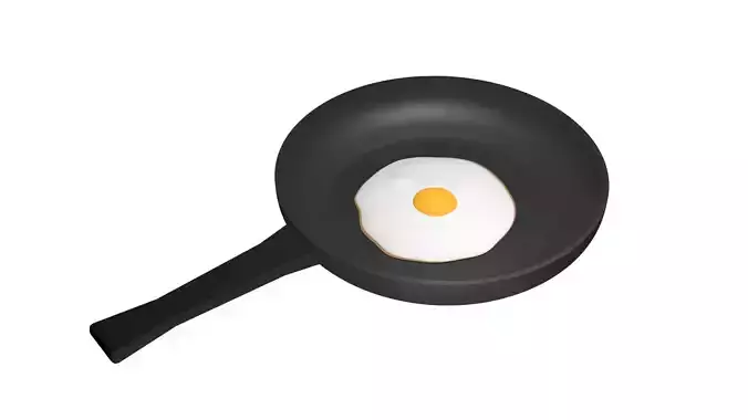 Frying Pan With Egg 3D model