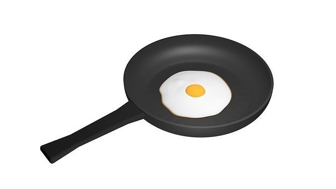 Frying Pan With Egg 3D model 3D model