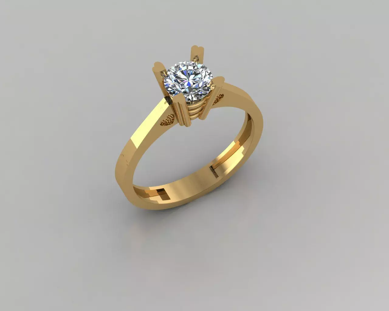 Rings 3D engagement ring gold 3D print model_0