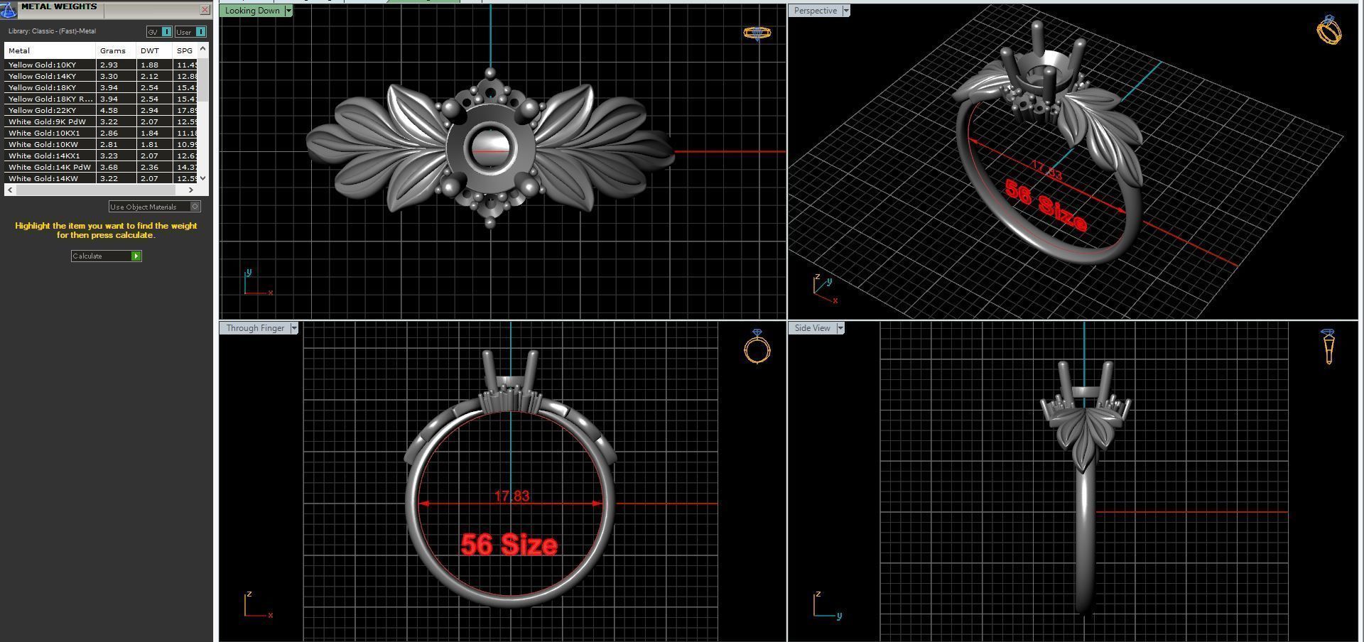 Diamond wedding ring twigs 3D print model_29