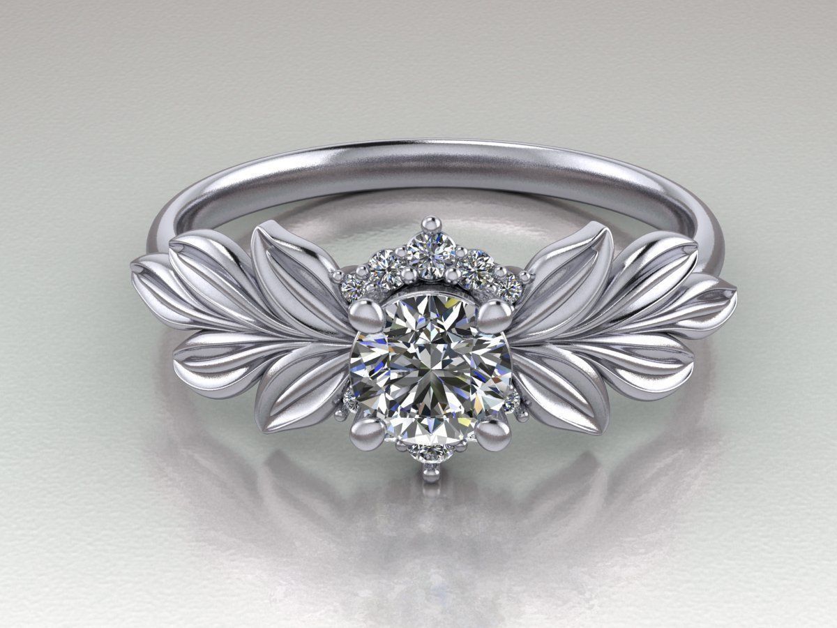 Diamond wedding ring twigs 3D print model_13