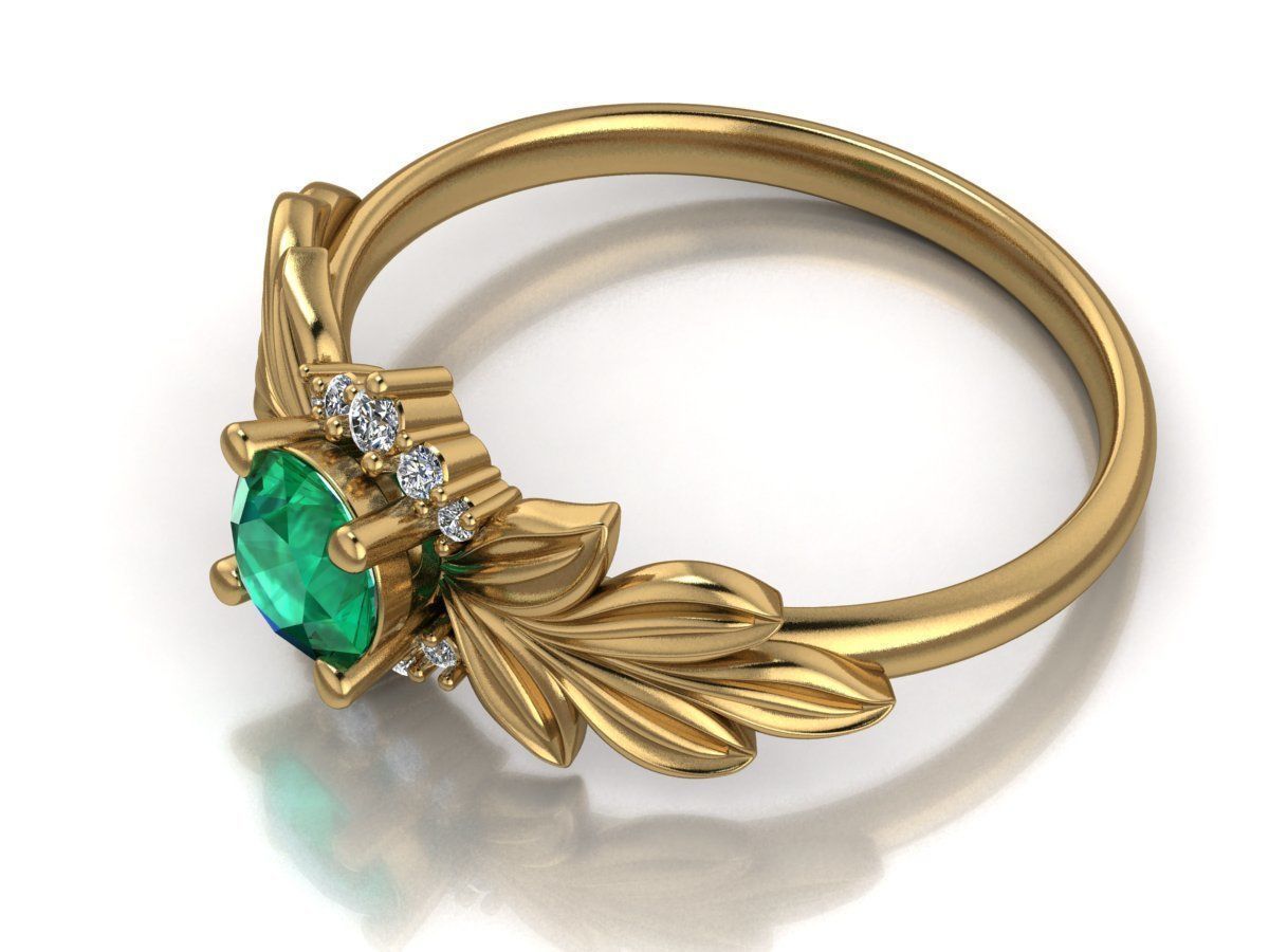 Diamond wedding ring twigs 3D print model_5