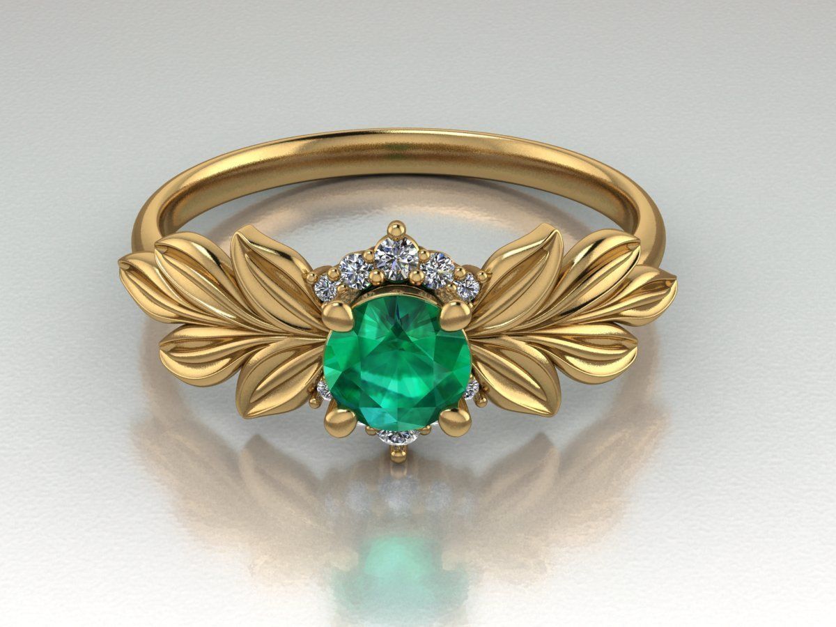 Diamond wedding ring twigs 3D print model_6