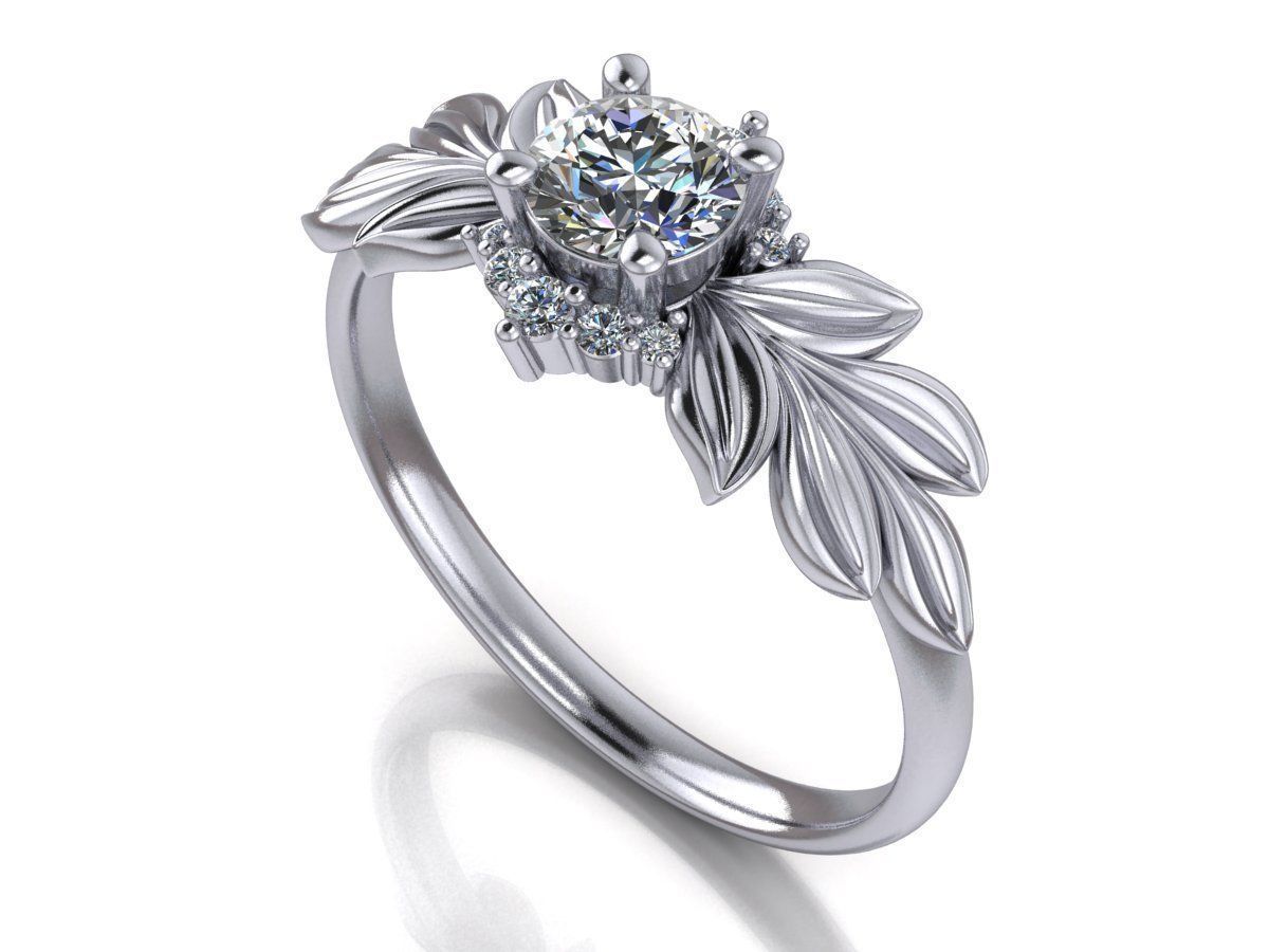 Diamond wedding ring twigs 3D print model_8