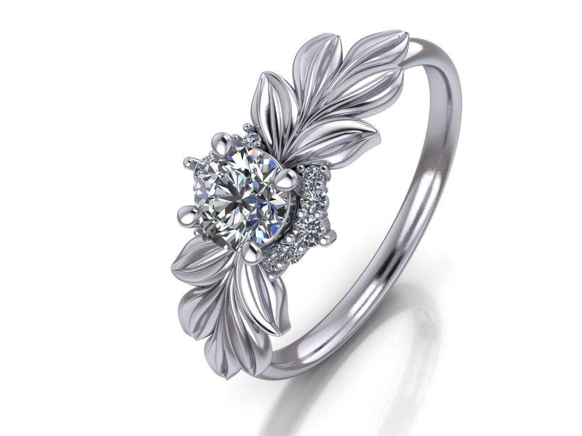 Diamond wedding ring twigs 3D print model_11