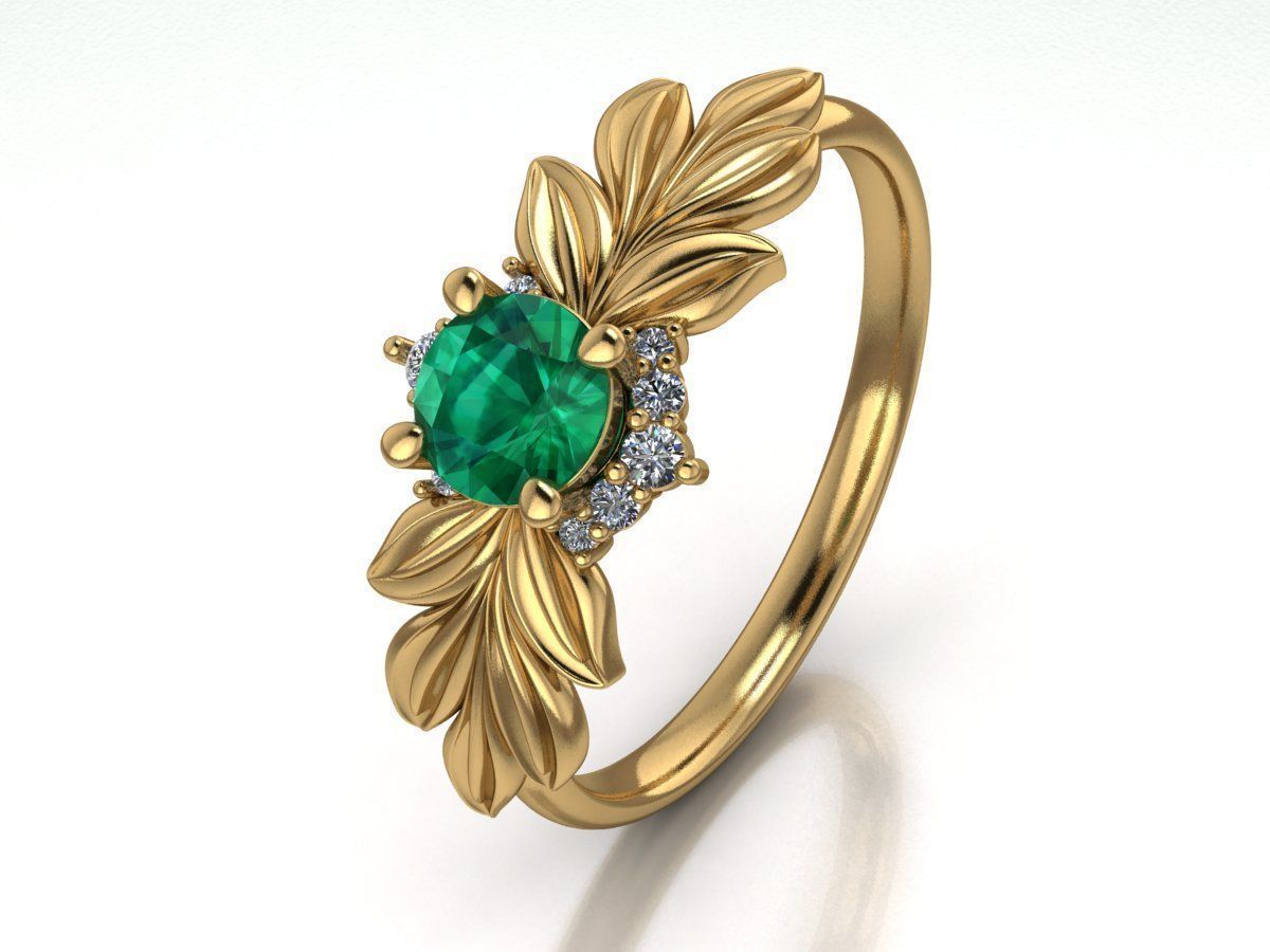 Diamond wedding ring twigs 3D print model_4