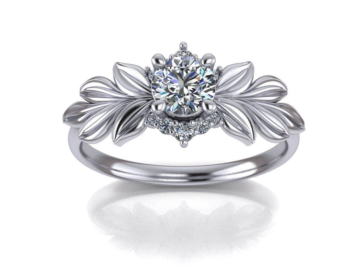 Diamond wedding ring twigs 3D print model_9