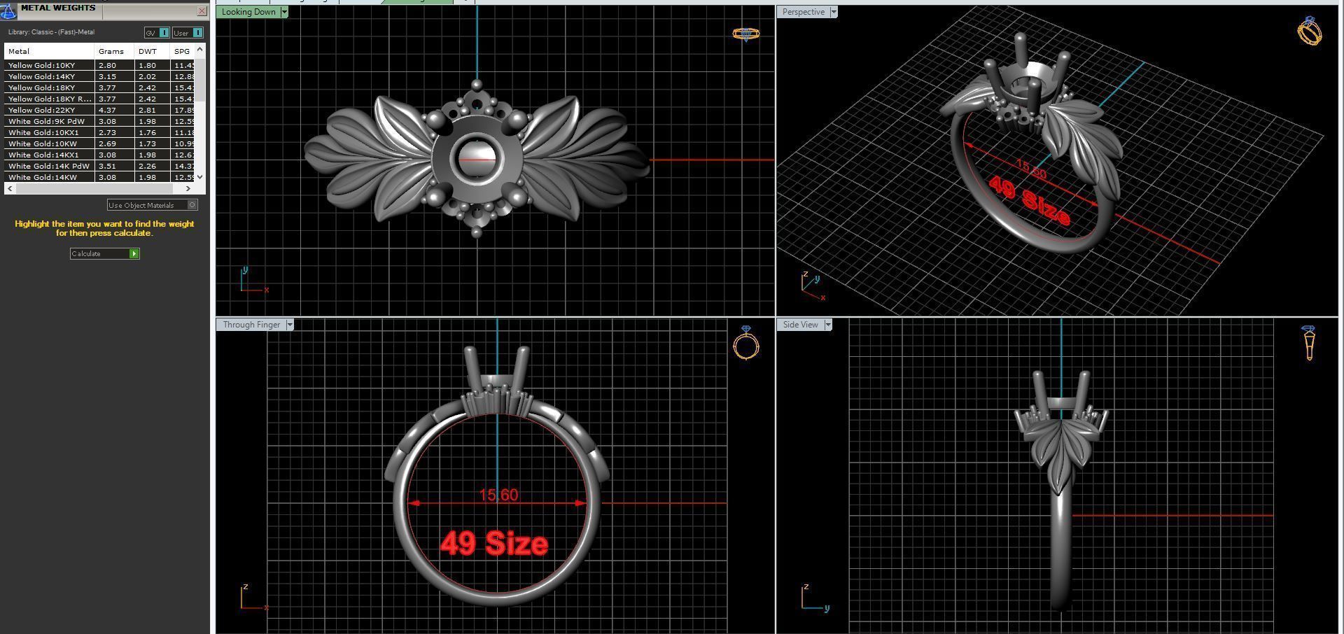 Diamond wedding ring twigs 3D print model_22