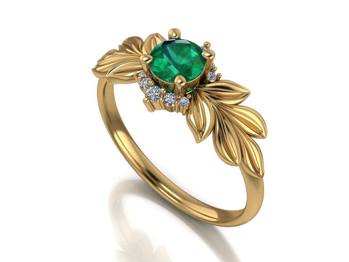 Diamond wedding ring twigs 3D print model_2