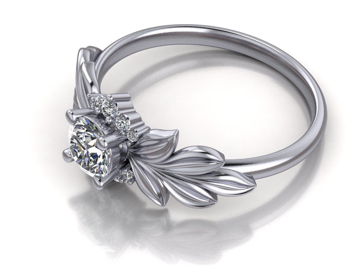 Diamond wedding ring twigs 3D print model_12