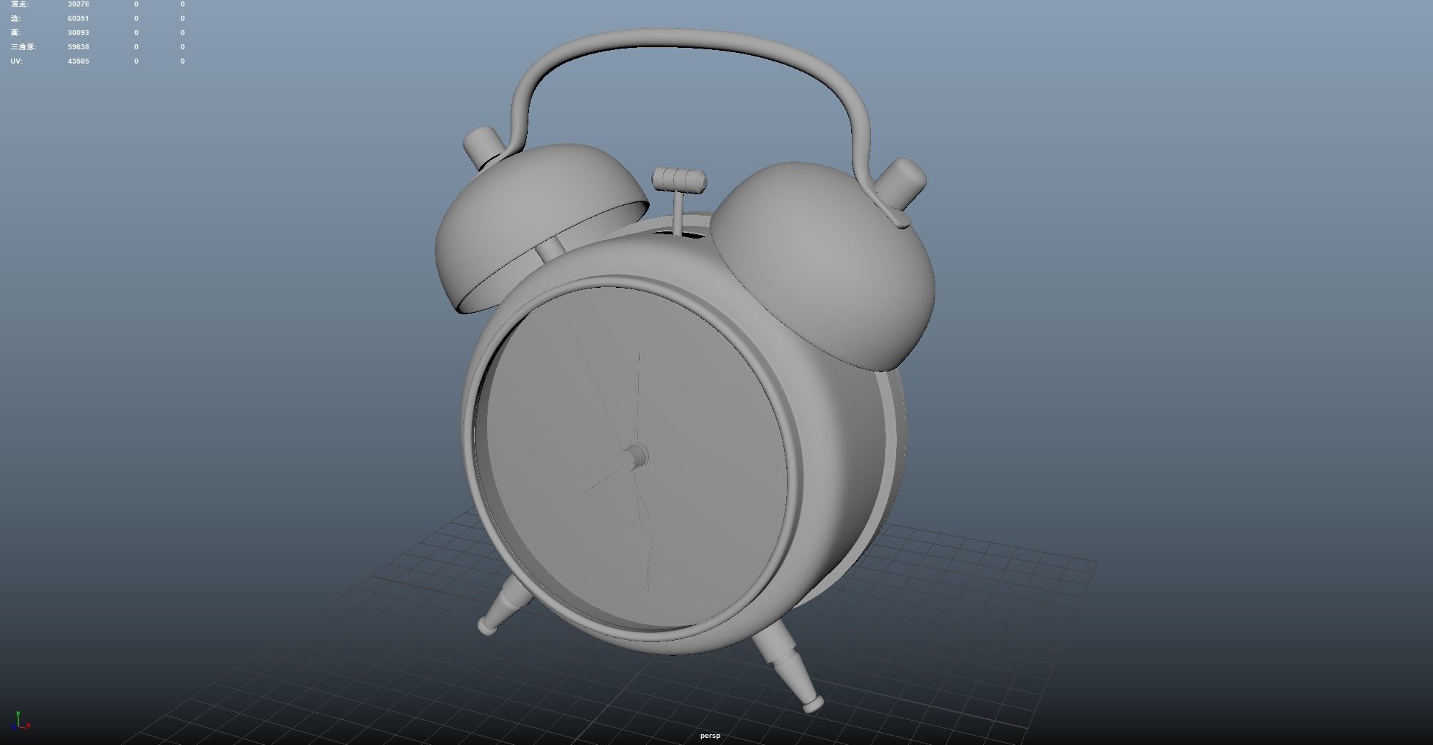 Clock watch timer alarm hour bedroom early classic highpoly 3D model_2