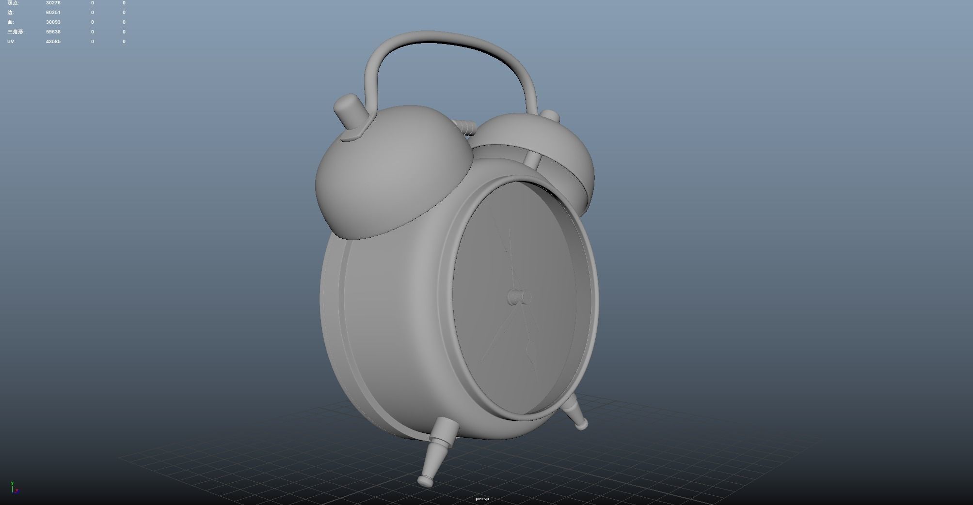 Clock watch timer alarm hour bedroom early classic highpoly 3D model_4