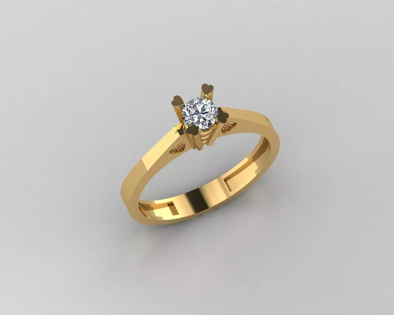 Rings 3D engagement ring gold 3D print model_0
