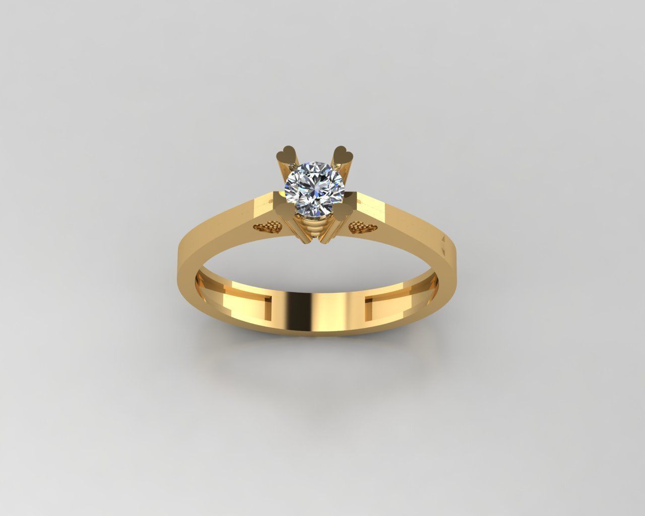 Rings 3D engagement ring gold 3D print model_2