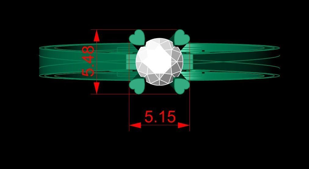 Rings 3D engagement ring gold 3D print model_5