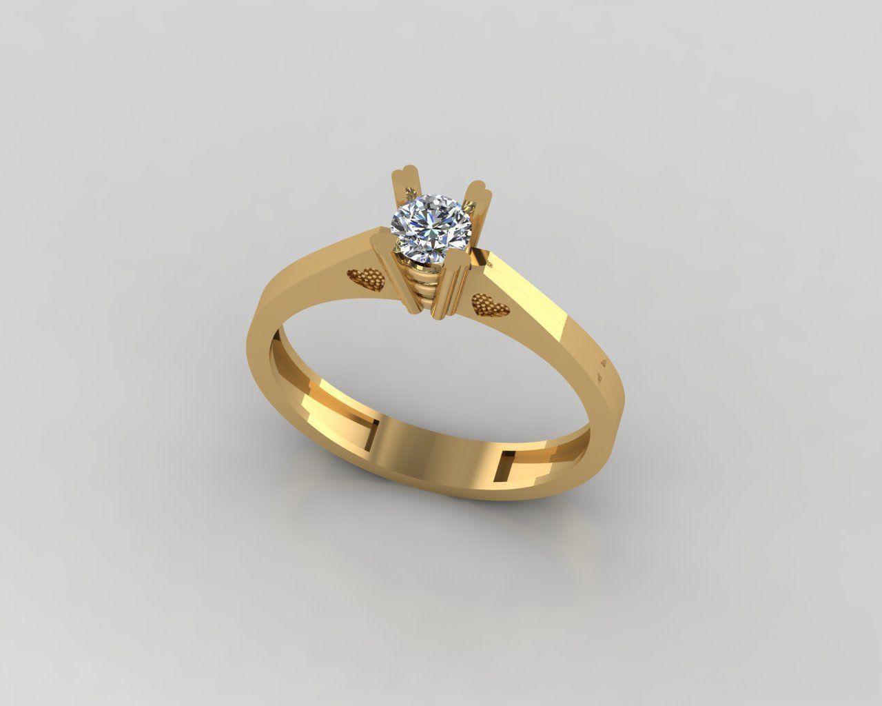 Rings 3D engagement ring gold 3D print model_1