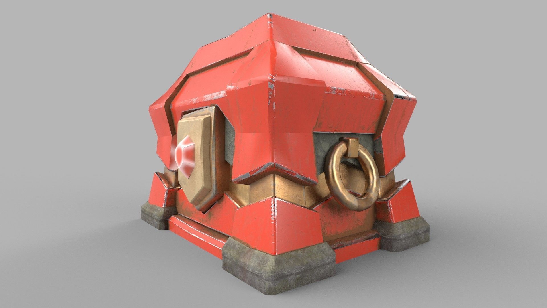 chest box Low-poly 3D model_1