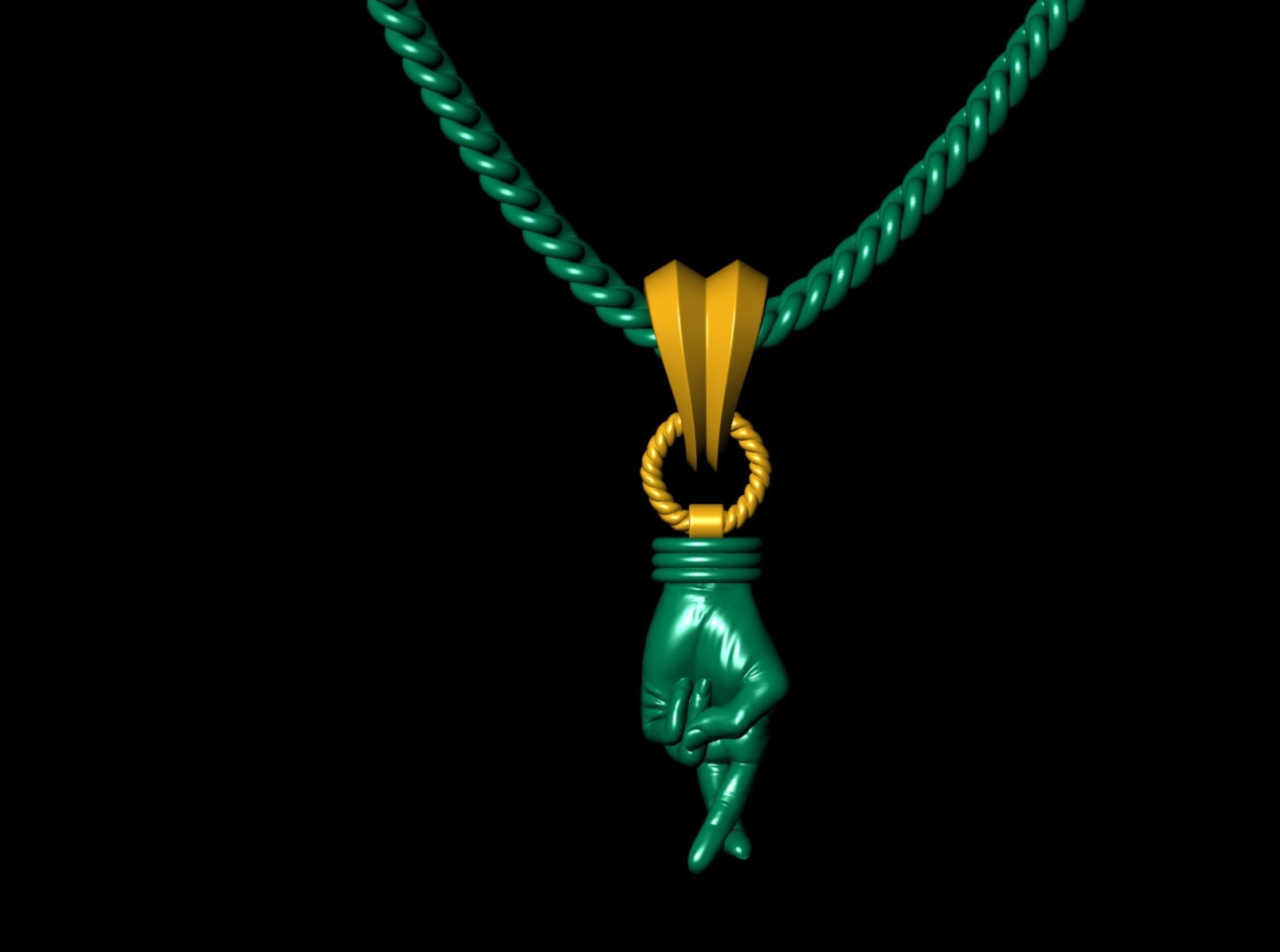 Fingers Crossed  Hand Pendant 3D print model_3