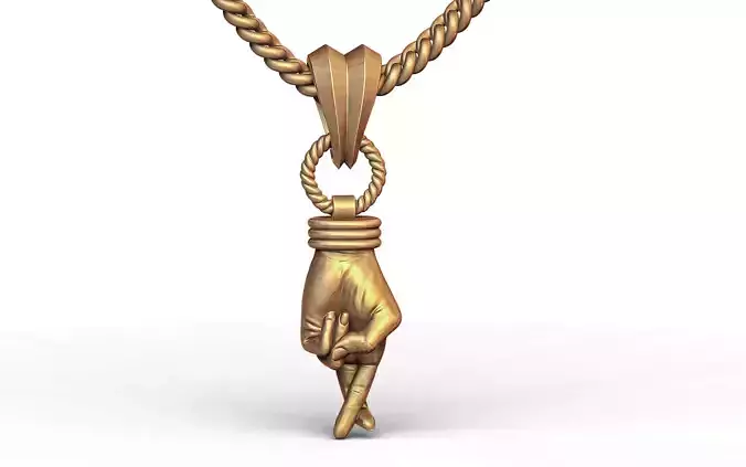 Fingers Crossed  Hand Pendant 3D print model