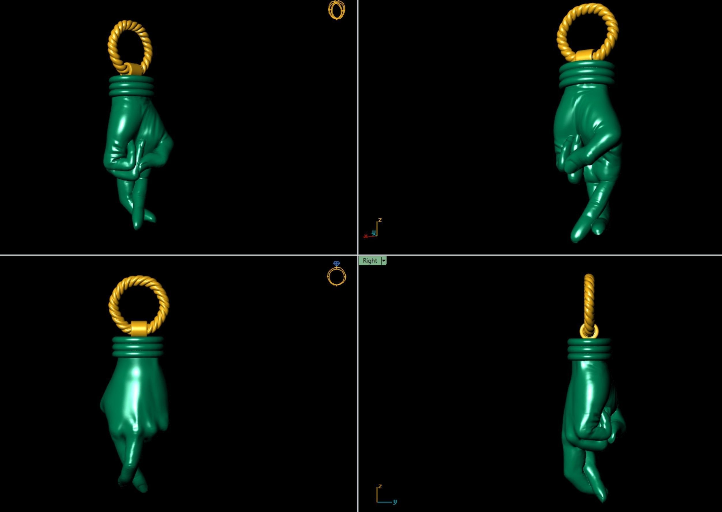 Fingers Crossed  Hand Pendant 3D print model_5