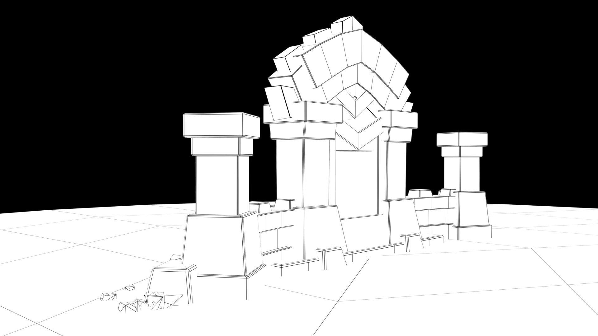 Gaming gate environment Low-poly 3D model_7