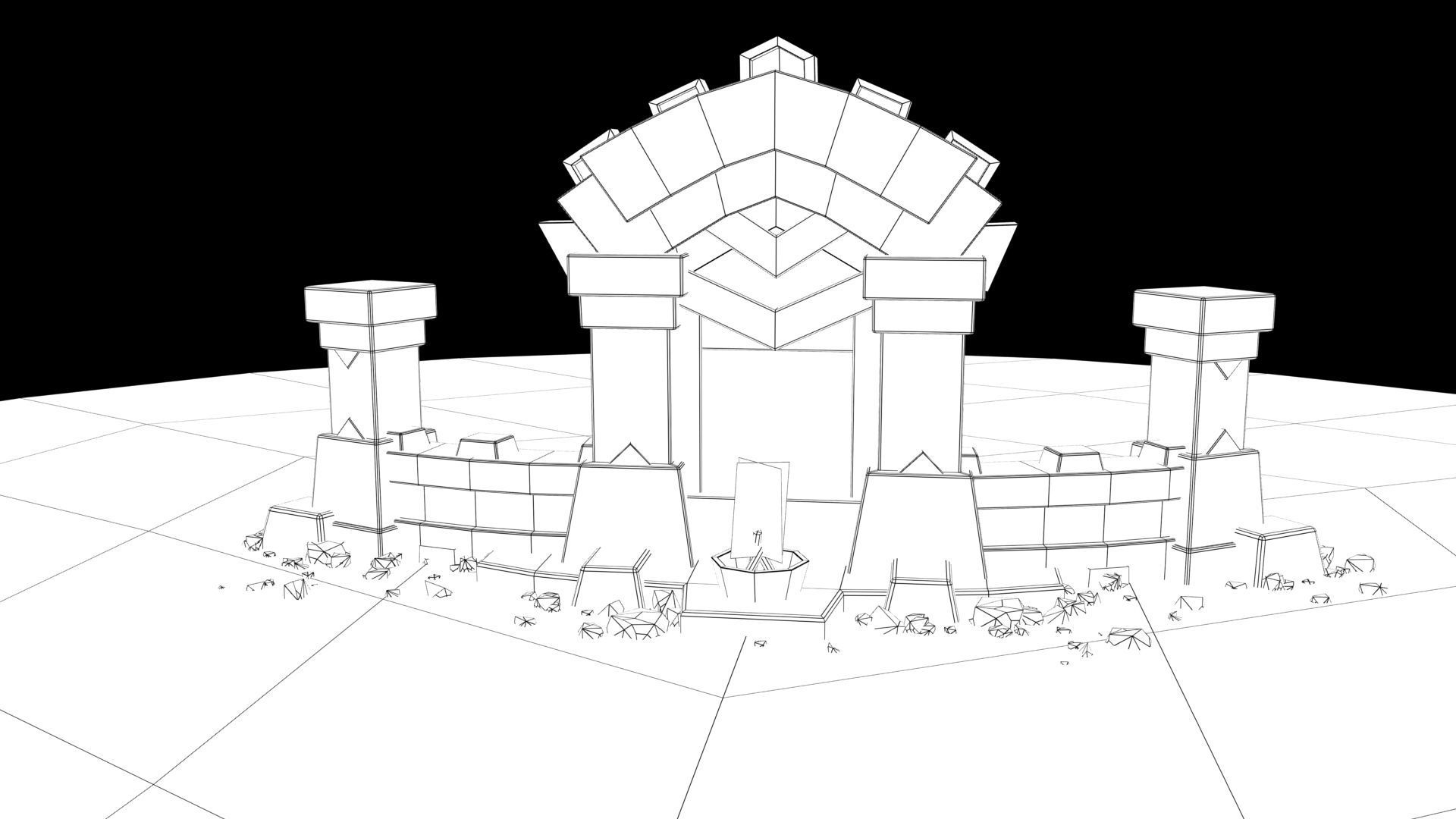 Gaming gate environment Low-poly 3D model_5