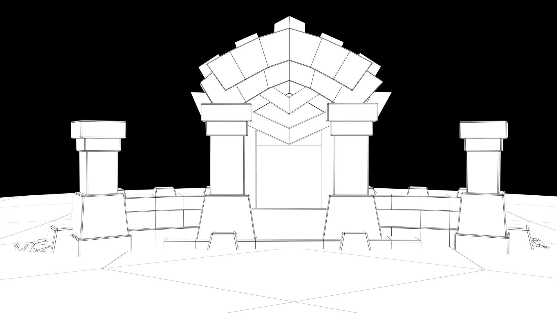 Gaming gate environment Low-poly 3D model_8