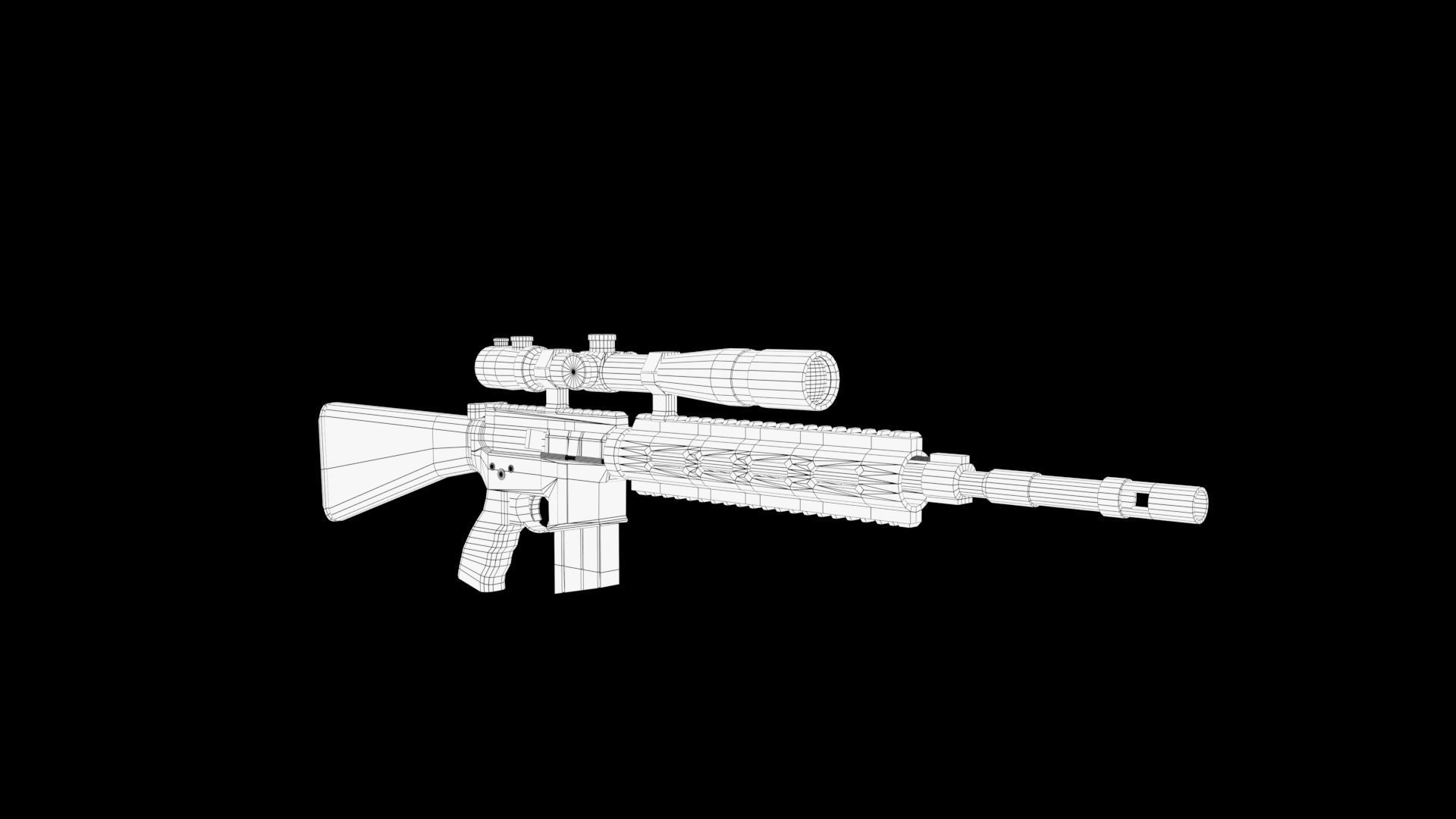 Assault rifle Low-poly 3D model_7